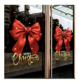 Kerst raam decoratie sticker Rode strik