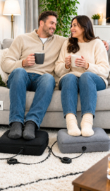 Comfortabel stoffen voetkussen met verwarming