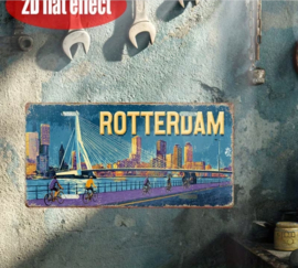 Bord skyline en Erasmusbrug Rotterdam 2-D