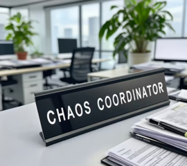 Tekstbordje humor bureau bordje Chaos coordinator