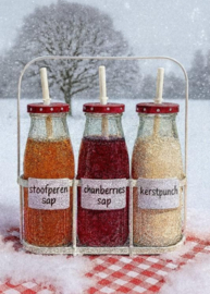 Flessenrek met 3 glazen flessen - Winter Kerst Sinterklaas  inspiratie