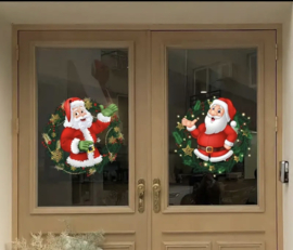 Kerst raam decoratie sticker Kerstman 2 - stuks
