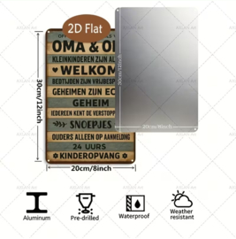 Tekstbordje humor Opa en oma welkom