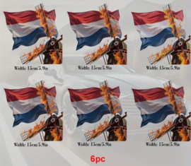 6x Sticker Nederland Molen in vlammen