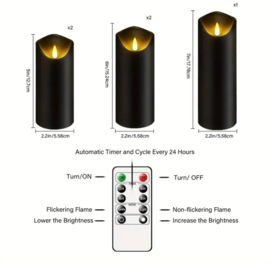 5 - delige led kaarsen set met afstandsbediening