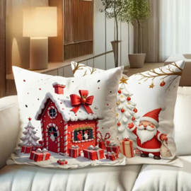 Kerst kussenhoes - set van 4 - Christmas white