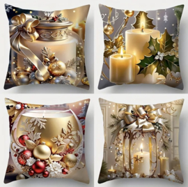 Kerst kussenhoes - set van 4 Gold