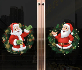 Kerst raam decoratie sticker Kerstman 2 - stuks