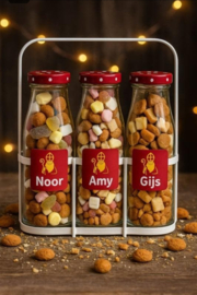 Flessenrek met 3 glazen flessen - Winter Kerst Sinterklaas  inspiratie