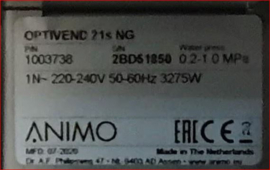 Ingredienten motor Animo Optivend 21s Koffiemachine