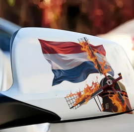 6x Sticker Nederland Molen in vlammen