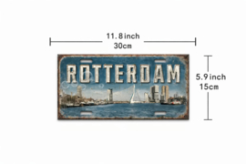 Metalen wandbord Rotterdam – skyline & Erasmusbrug