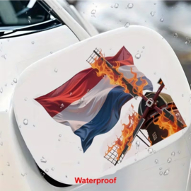 6x Sticker Nederland Molen in vlammen