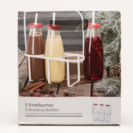 Flessenrek met 3 glazen flessen - Winter Kerst Sinterklaas  inspiratie