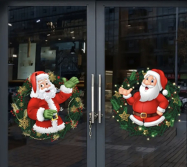 Kerst raam decoratie sticker Kerstman 2 - stuks