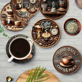 Koffie coasters onderzetters - set van 8