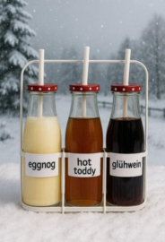 Flessenrek met 3 glazen flessen - Winter Kerst Sinterklaas  inspiratie