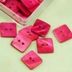 Buttons - Mother of Pearl - square - pink - 15 mm