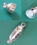 Magnetic clasp tube - silver - 1.5 x 0.5 cm