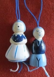 Delft blue wooden Luck Dolls - 4 cm - 2 pcs