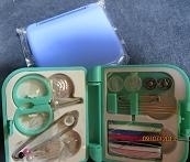 Naaigarnituur kunststof - turquoise - Sewing kit synthetic