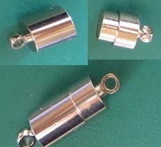 Magnetic clasp tube -  silver - 2 x 0.7 cm