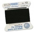 Kralen rijg draad - zwart - no. 4, 0.60 mm - black - nylon power - Bead cord
