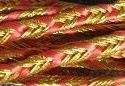 Gevlochten koord, goud met rood - 3 mm- Plaited Cord gold with red