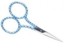 Schaar met grote ogen, blauwe ruit - Scissors with large handles, blue checks - 10 cm