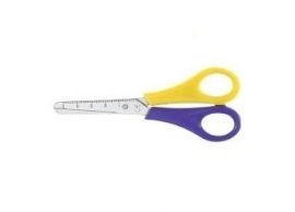 Left-handed childrens scissors - purple and yellow - 13.5 cm