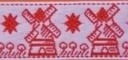 Lint met molen - rood - 25 mm - Ribbon with windmill - red