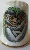 Thimble - 027 - bone china - monkey and cub 