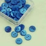Buttons - Mother of Pearl - round - blue - 10 mm