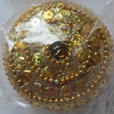 Doosje rond met pailletten - goud - Little box round with sequins - gold