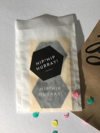 Hip Hip Hurray [Sluit] Stickers | Zwart/Wit | 50x50 mm | 10 stuks