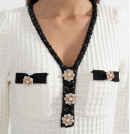 TWEED WIT ZWART MET MOUWEN JURK By Yessey