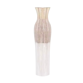 STRAPLESS BEIGE ZILVER FEESTJURK By Yessey