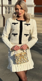 TWEED WIT ZWART MET MOUWEN SET By Yessey