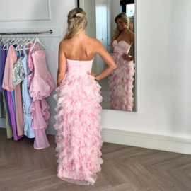 FLOWER FINE ROZE STRAPLESS JURK By Yessey