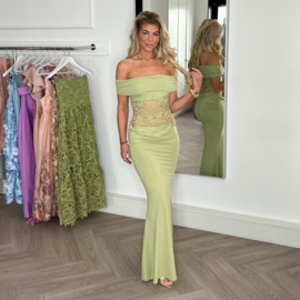 OFF SHOULDER LACE SAGE JURK By Yessey