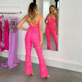 CELEB PINK GLITTER JUMPSUIT  By Yessey