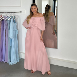 PLISSE V BLUSH PASTEL DRESS  By Yessey