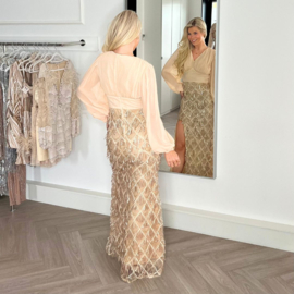 NUDE LANGE MOUWEN SPLIT AVONDJURK By Yessey