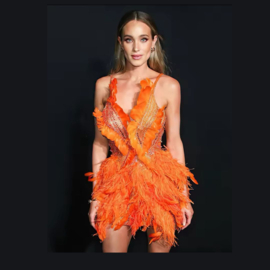 ORANJE ALLOVER FEESTJURK By Yessey