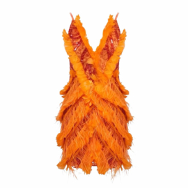 ORANJE ALLOVER FEESTJURK By Yessey