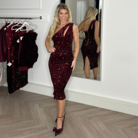 BORDEAUX CUT OUT MIDI DRESS  By Yessey