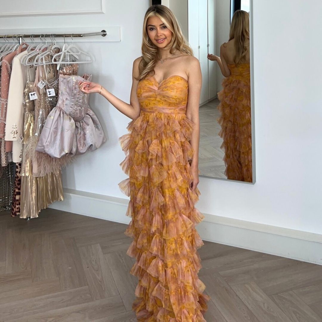 FLOWER FINE OKER STRAPLESS JURK By Yessey