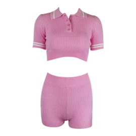POLO RIBBED PINK COMFY SET  By Yessey