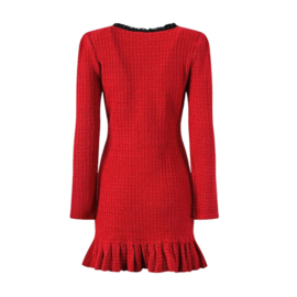 TWEED ROOD ZWART MET MOUWEN JURK By Yessey