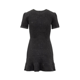 BUTTON TWEED ZWART KORT MOUW JURK By Yessey